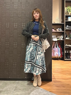 「axes femme（アクシーズファム）のリボン撥水ナイロンポシェット（ショルダーバッグ）」を使った、まりさん（レディース・157cm）の秋コーディネート