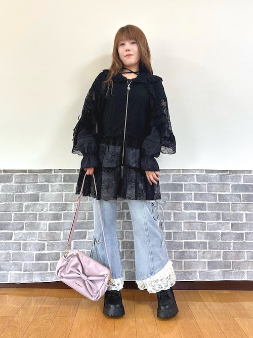 レース付スリット×リボンパンツ（その他パンツ）｜axes femme