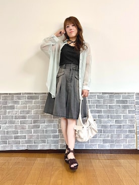 「axes femme（アクシーズファム）のストラップラメリブタンク（タンクトップ）」を使った、まりさん（レディース・157cm）の夏コーディネート