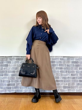 「axes femme（アクシーズファム）のストラップラメリブタンク（タンクトップ）」を使った、まりさん（レディース・157cm）の秋コーディネート