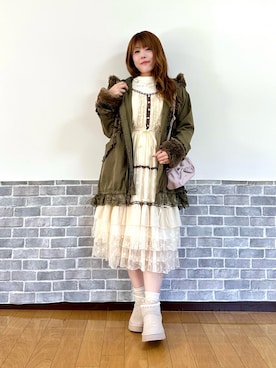 「アイテム（モッズコート）」を使った、まりさん（レディース・157cm）の秋コーディネート