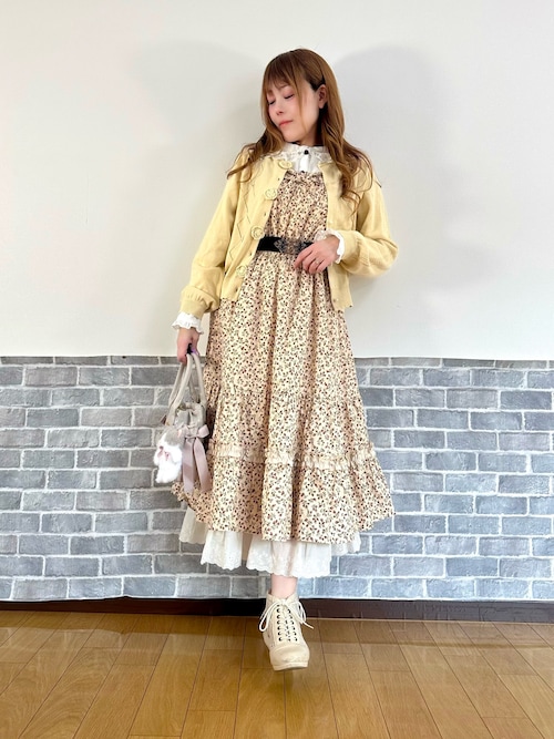 フリル×コットンレースワンピース（ワンピース）｜axes femme