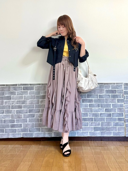 axes femme スカート シフォン×ラッフルフリルスカート