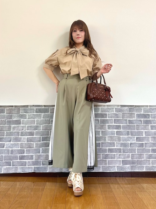 セール】サイド柄切替ワイドパンツ（その他パンツ）｜axes femme