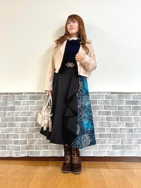 「アイテム（ベルト）」を使った、まりさん（レディース・157cm）の秋コーディネート