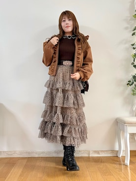 「アイテム（ベルト、ピンク系）」を使った、まりさん（レディース・157cm）の秋コーディネート