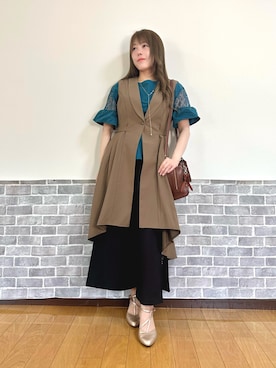 「アイテム（ベスト）」を使った、まりさん（レディース・157cm）の夏コーディネート