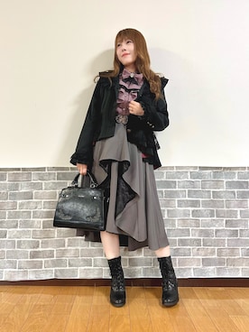 「アイテム（ボストンバッグ）」を使った、まりさん（レディース・157cm）の秋コーディネート