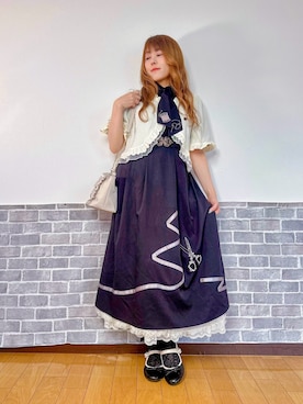「axes femme（アクシーズファム）のクチュリエールボレロ（カーディガン/ボレロ、ホワイト系）」を使った、まりさん（レディース・157cm）の春コーディネート