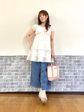 「アイテム（チュニック）」を使った、まりさん（レディース・157cm）の夏コーディネート