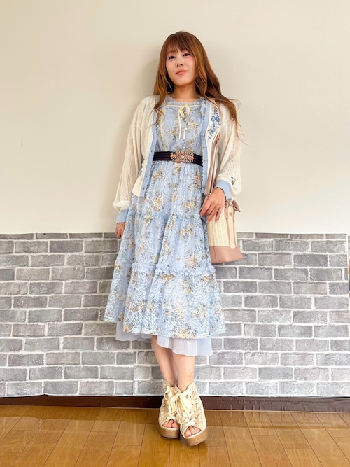 レース×ブーケティアードワンピース（ワンピース）｜axes femme