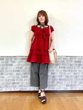 「アイテム（チュニック）」を使った、まりさん（レディース・157cm）の夏コーディネート
