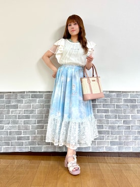 「axes femme（アクシーズファム）のアイテム（Tシャツ/カットソー）」を使った、まりさん（レディース・157cm）の夏コーディネート
