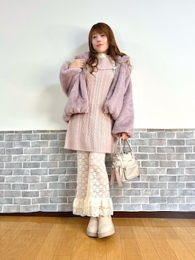 「アイテム（チュニック）」を使った、まりさん（レディース・157cm）の冬コーディネート