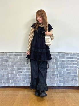「アイテム（チュニック）」を使った、まりさん（レディース・157cm）の夏コーディネート