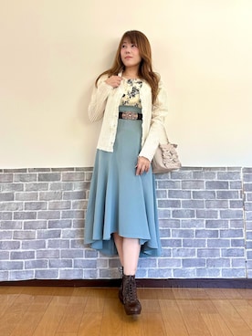 「axes femme（アクシーズファム）のローズレースカップ付きタンク（タンクトップ、ホワイト系）」を使った、まりさん（レディース・157cm）の春コーディネート