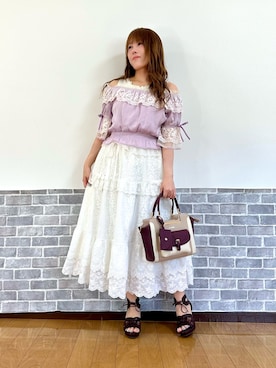 「コットンレース」｜まりさん（レディース・157cm）の夏コーディネート