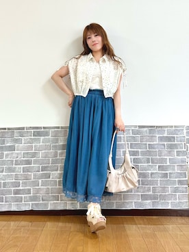 「axes femme（アクシーズファム）のアイテム（アクセサリー）」を使った、まりさん（レディース・157cm）の夏コーディネート