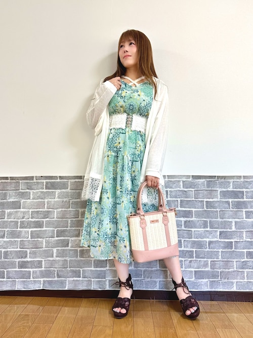 セール】フラワー×タイル柄楊柳OP（ワンピース）｜axes femme