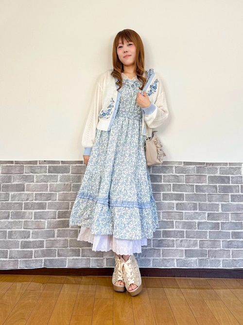 フリルカラーカフタン　コットンレースワンピース フリル×コットンレースワンピース（ワンピース）｜axes femme