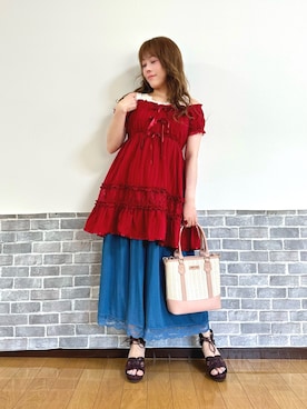「axes femme（アクシーズファム）のアイテム（チュニック）」を使った、まりさん（レディース・157cm）の夏コーディネート