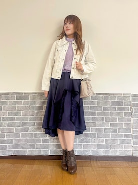 「axes femme（アクシーズファム）の吸水速乾モチーフレースタンク（タンクトップ、ホワイト系）」を使った、まりさん（レディース・157cm）の春コーディネート