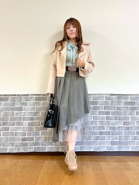 「アイテム（ダッフルコート）」を使った、まりさん（レディース・157cm）の秋コーディネート