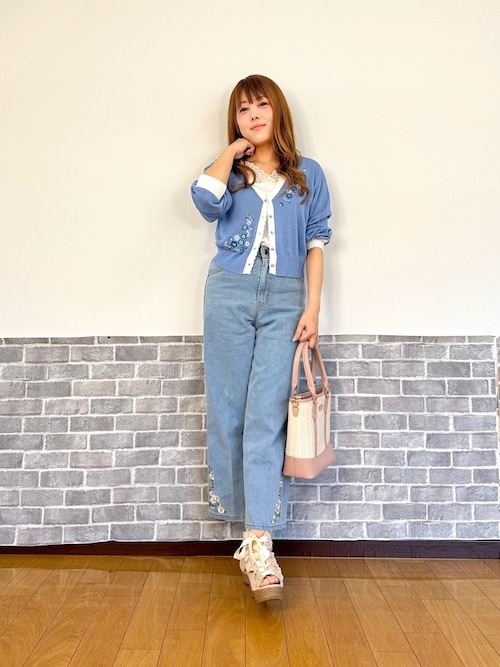 接触冷感ネモフィラ刺繍カーデ（カーディガン/ボレロ）｜axes femme