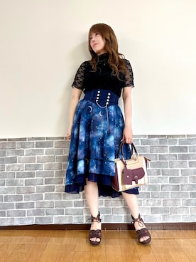 「axes femme（アクシーズファム）の吸水速乾フラワーレースタンク（タンクトップ）」を使った、まりさん（レディース・157cm）の夏コーディネート
