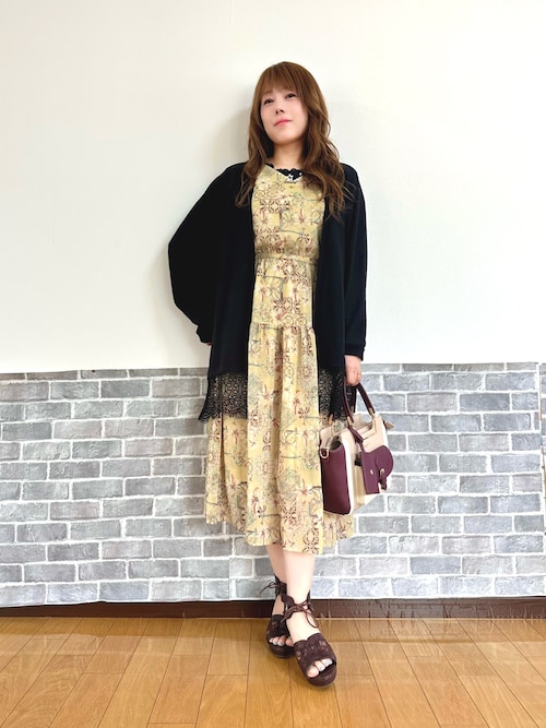 セール】フラワー×タイル柄楊柳OP（ワンピース）｜axes femme