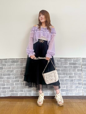 「axes femme（アクシーズファム）の吸水速乾レース切替タンク（タンクトップ、ホワイト系）」を使った、まりさん（レディース・157cm）の春コーディネート