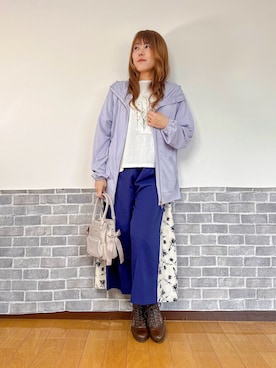 「axes femme（アクシーズファム）のアソートＰＴフリルＴシャツ（Tシャツ/カットソー、ホワイト系）」を使った、まりさん（レディース・157cm）の春コーディネート