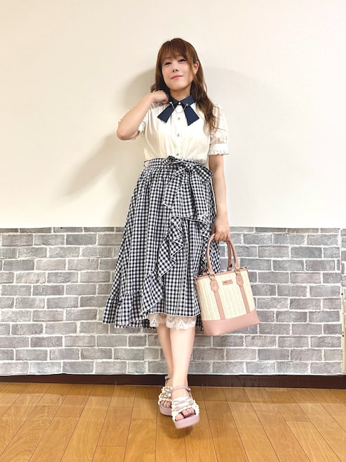 セール】チェリー刺繍チェックスカート（スカート）｜axes femme