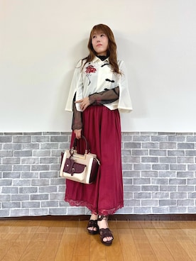 「axes femme（アクシーズファム）のストラップラメリブタンク（タンクトップ）」を使った、まりさん（レディース・157cm）の夏コーディネート