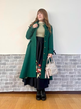 「アイテム（ダッフルコート、グリーン系）」を使った、まりさん（レディース・157cm）の冬コーディネート