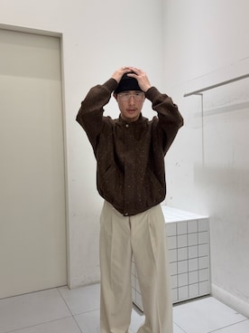 「SENSE OF PLACE by URBAN RESEARCH（センスオブプレイスバイアーバンリサーチ）のネップワイドダブルスラックス（スラックス）」を使った、harahirotaka1123さん（メンズ・162cm）の秋コーディネート
