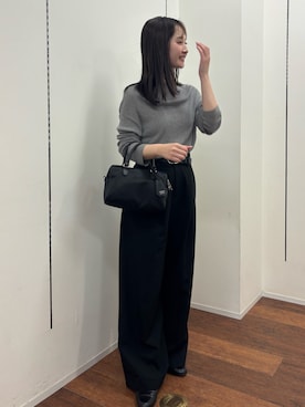「russet（ラシット）のクラウズナイロン2WAYミニボストンバッグ（ボストンバッグ、ブラック系）」を使った、hiyoriさん（レディース・156cm）の春コーディネート