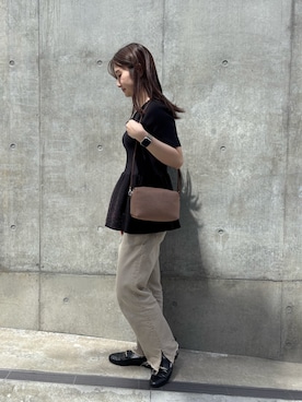 「russet（ラシット）のメッシュミニショルダーバッグ（ショルダーバッグ、ベージュ系）」を使った、hiyoriさん（レディース・156cm）の夏コーディネート