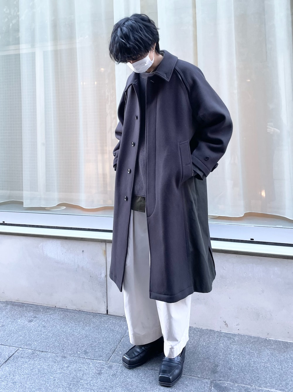 美品SHINYA KOZUKA ステンカラーコート Sサイズ　黒　アウター 美品SHINYA KOZUKA ステンカラーコート Sサイズ 黒 アウター