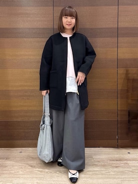 「アイテム（ノーカラーコート）」を使った、yumeさん（レディース・159cm）の春コーディネート