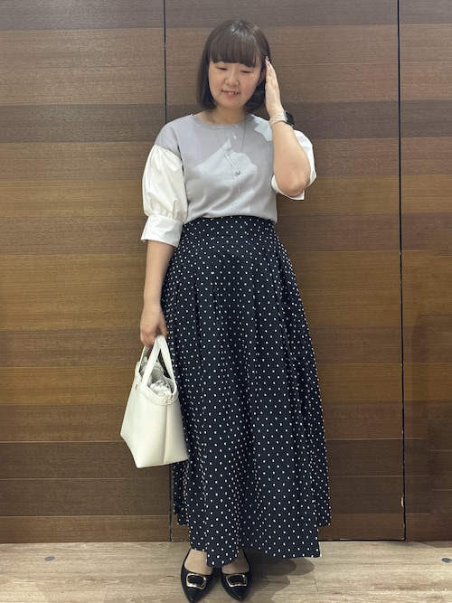 ⚠️6月特価‼️新品★腕・手指・頭付き・レディーストルソー★縫製使用可★白★ホワイト セール】ドビードットタックフレアスカート【洗濯機OK】（スカート