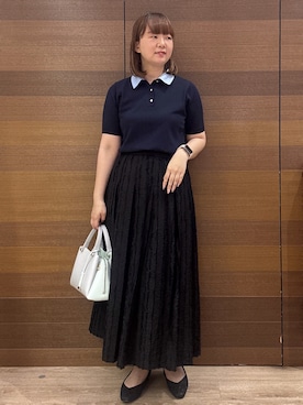 「TAKEO KIKUCHI（タケオキクチ）のアーガイル×ドットシルクネクタイ（その他、レッド系）」を使った、yumeさん（レディース・159cm）の春コーディネート