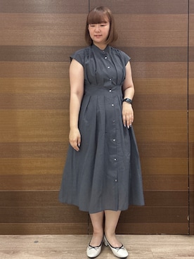 「index（インデックス）のラウンドトゥヒールバレエシューズ（パンプス、ホワイト系）」を使った、yumeさん（レディース・159cm）の夏コーディネート