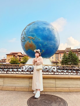 「ogueのusagi cardigan（カーディガン/ボレロ、ピンク系）」を使った、asukaさん（レディース・150cm）の春コーディネート