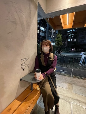 「GU（ジーユー）のアイテム（ブーツ、ブラウン系）」を使った、asukaさん（レディース・150cm）の冬コーディネート