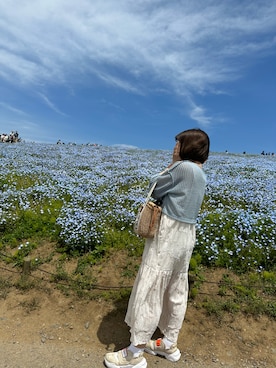 「Kastane（カスタネ）の【低身長向けサイズあり】シアージャガードレースノースリワンピース（ワンピース、ホワイト系）」を使った、asukaさん（レディース・150cm）の春コーディネート