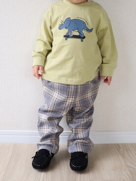 「petit main（プティマイン）のアイテム（モカシン/デッキシューズ）」を使った、m & yさん（キッズ・80cm）の冬コーディネート