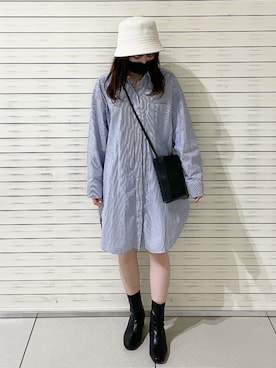 「H&M（エイチ・アンド・エム）のアイテム（シャツワンピース）」を使った、153kgさん（レディース・153cm）の秋コーディネート