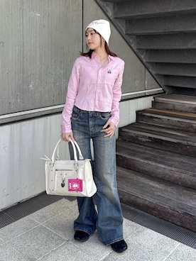 「ピンクシャツ」｜megumiさん（レディース・153cm）の春コーディネート