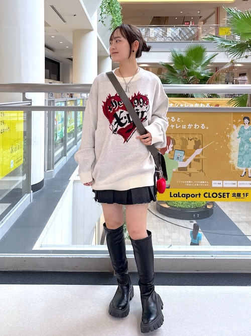 *p(R)ojectR® Heart P knit Lサイズ 【9/2まで限定】 HEART LOGO JACQUARD KNIT TOP（ニット/セーター）｜X-girl